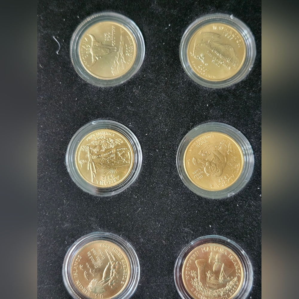 24kt. Gold Plated State Quarter Set Phiadelphis Mint In Display Case - Picture 2 of 14